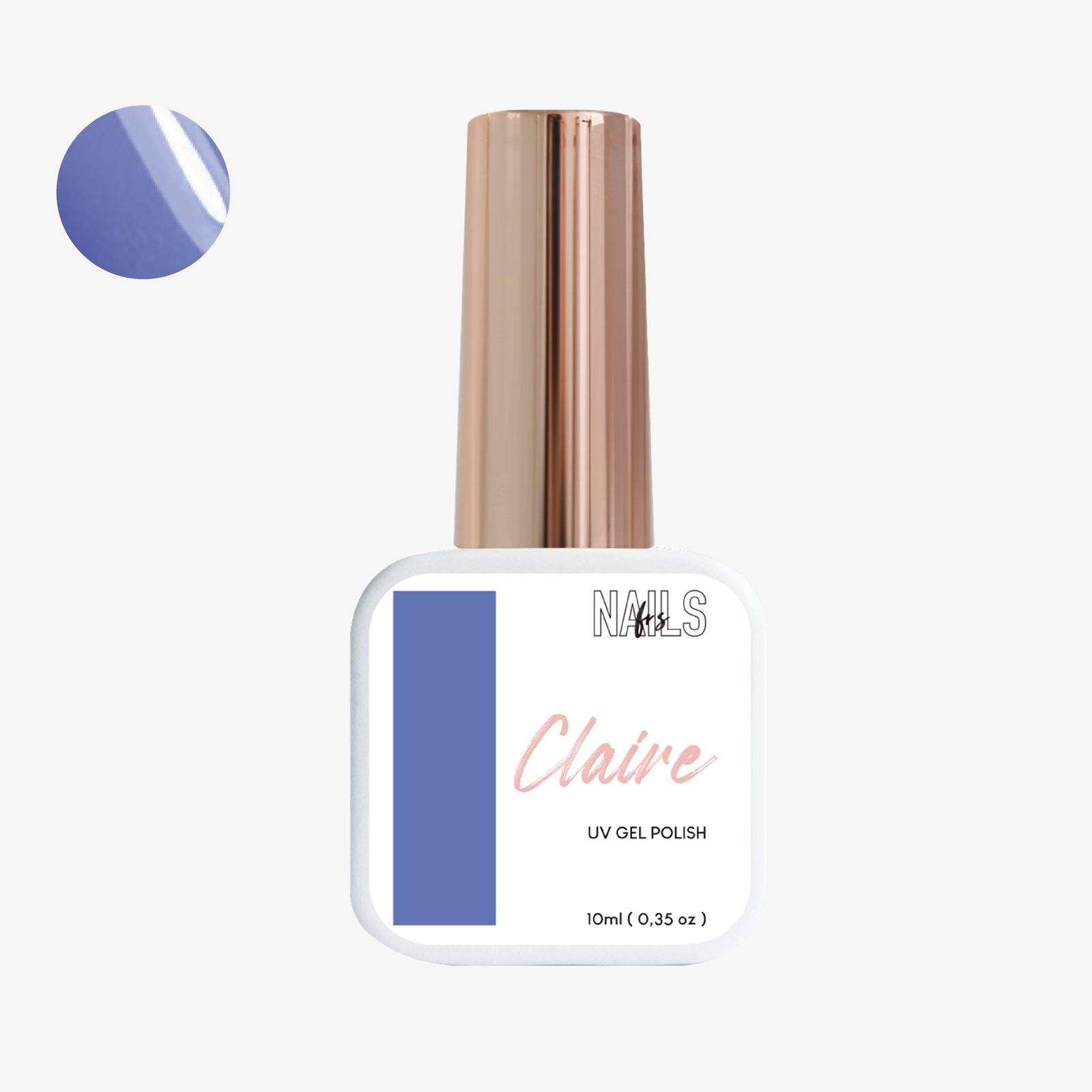 Flacon 10 ml du vernis semi-permanent violet bleuté Gel Polish Claire NAILS FRS