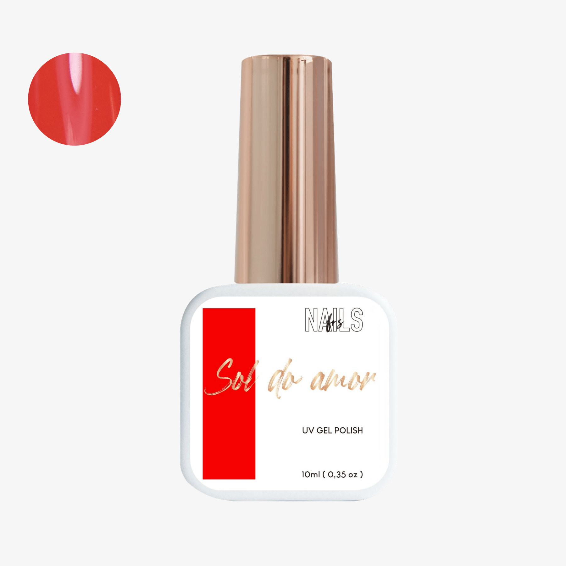 Flacon 10 ml du vernis semi-permanent rouge orangé Gel Polish Sol do amor NAILS FRS
