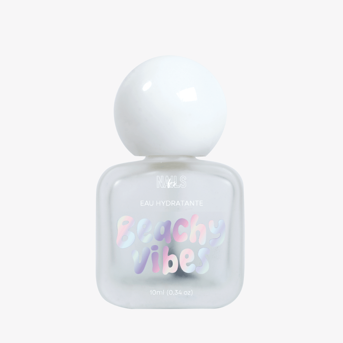 Flacon 10 ml de l'Eau hydratante cuticules Beachy Vibes NAILS FRS, bouchon bille blanc