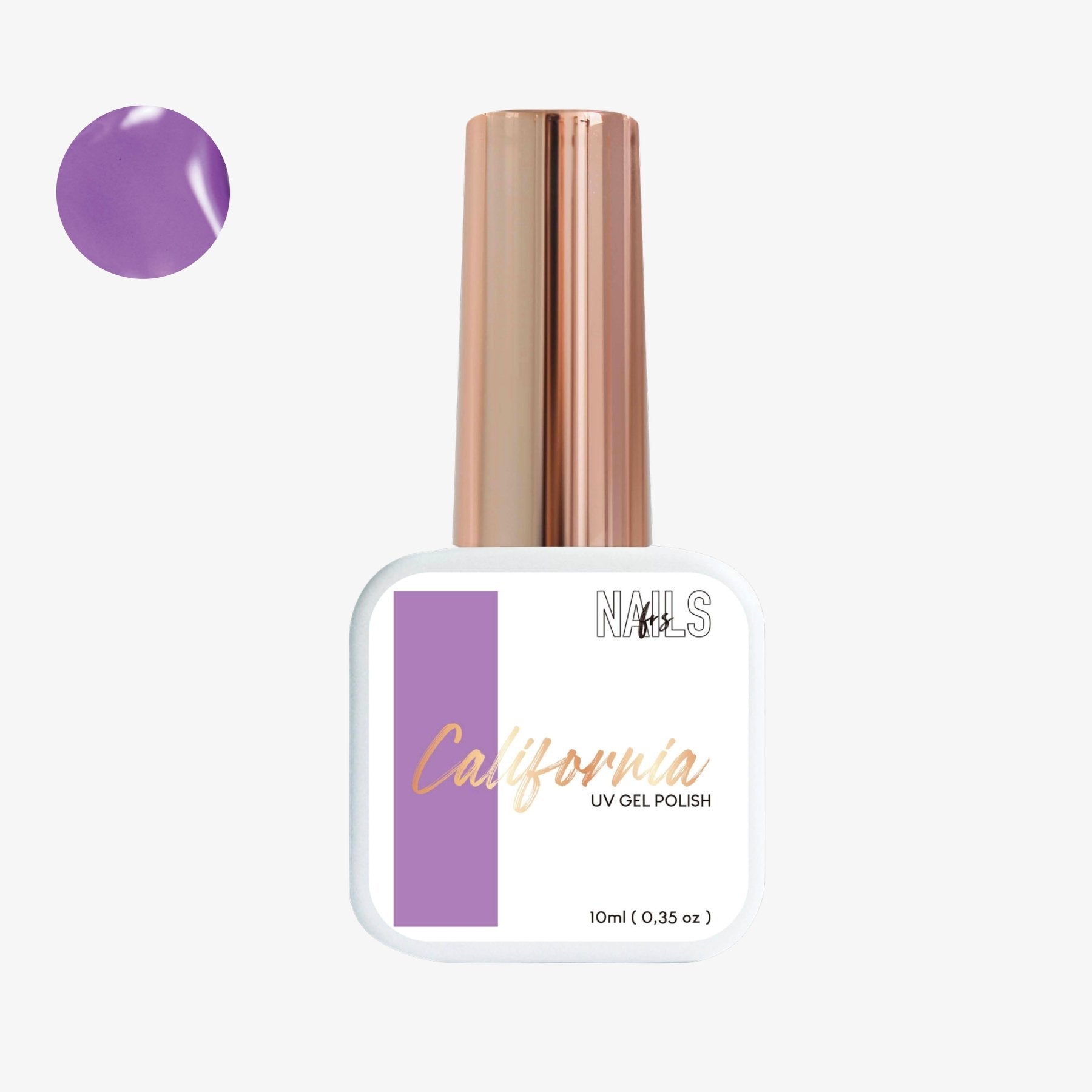 Flacon 10 ml du vernis semi-permanent violet lilas Gel Polish California NAILS FRS