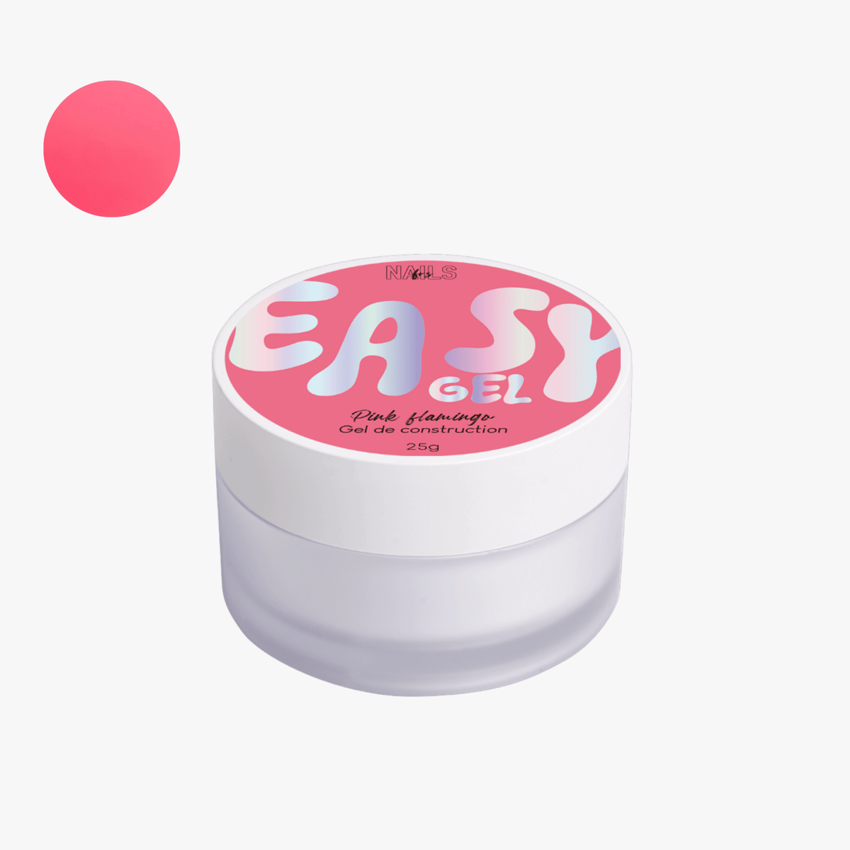 Pot 25 g du gel de construction Easy gel Pink flamingo NAILS FRS, teinte rose corail vif
