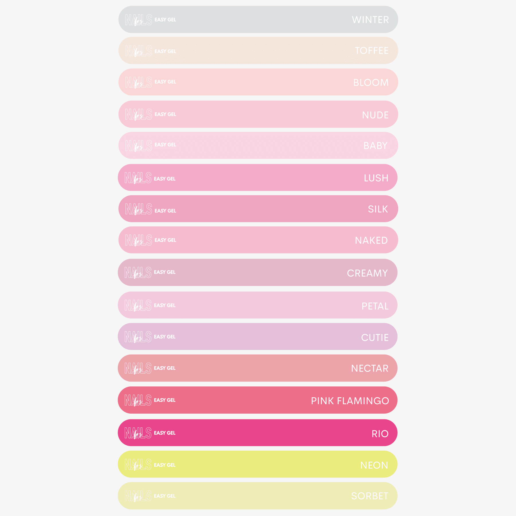 Stickers Nuancier Vernis Semi - Permanent - Présentoir Gel Polish NAILS FRS (2026) Easy gel - NAILS FRS