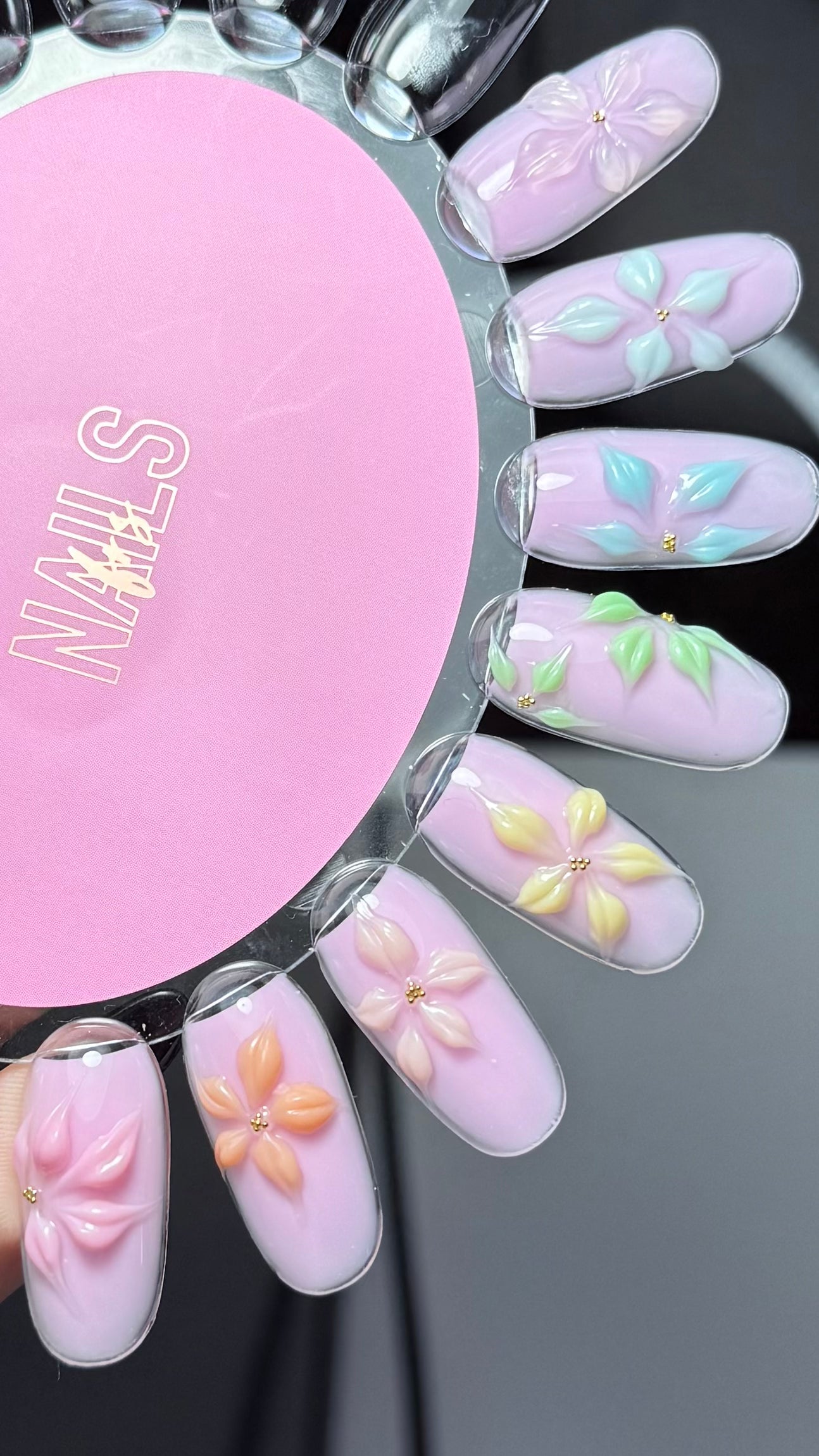 Fleurs en relief pastel sculptées au gel Jelly 3D NAILS FRS — nuancier de toutes les teintes
