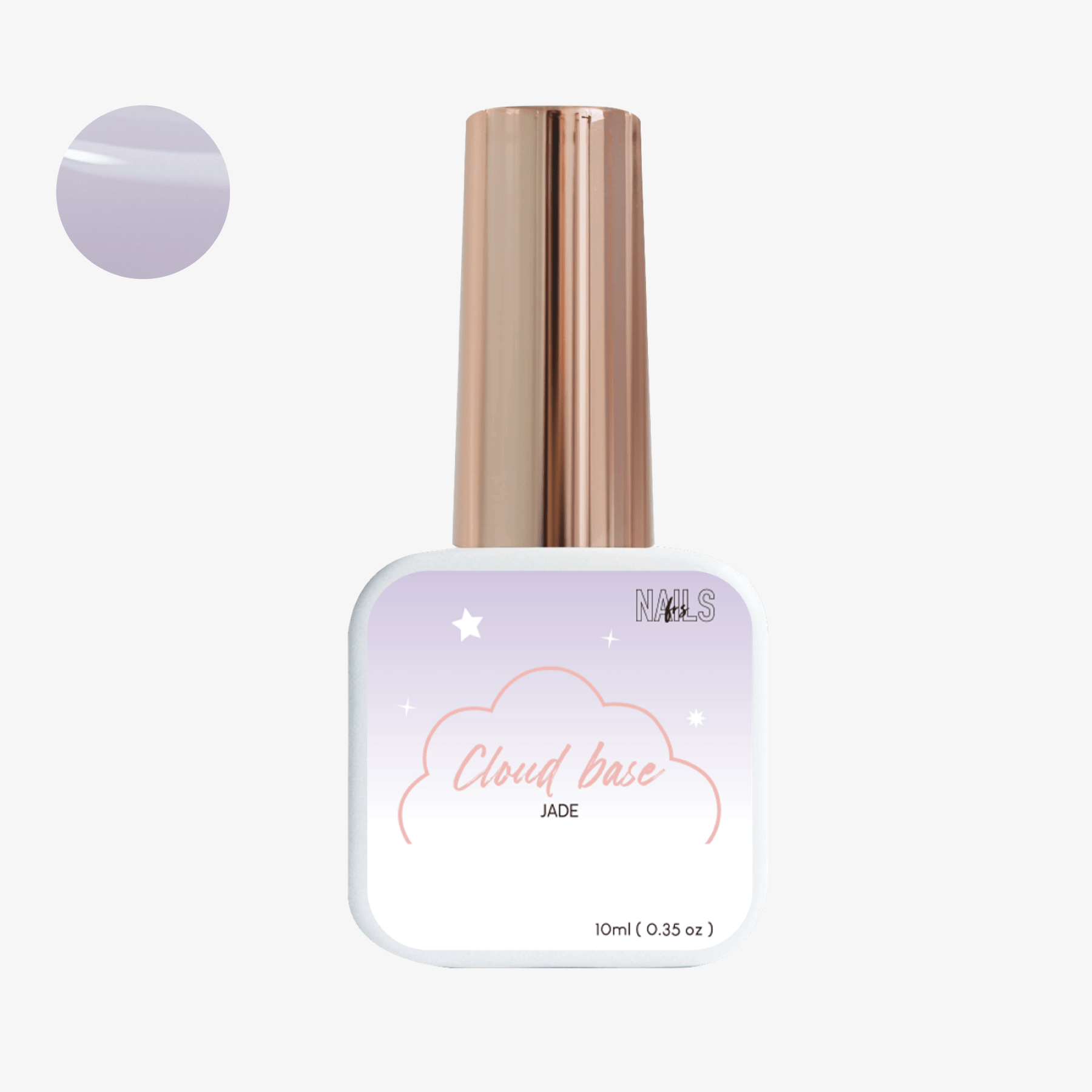 Flacon 10 ml de la Cloud base Jade NAILS FRS, teinte lilas pâle translucide