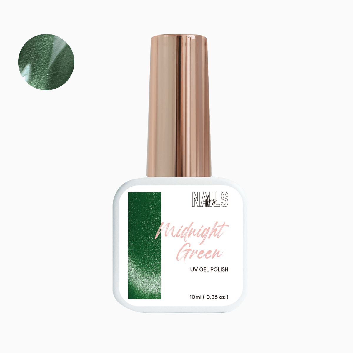 Flacon 10 ml du vernis semi-permanent vert émeraude nacré Gel Polish Midnight Green NAILS FRS