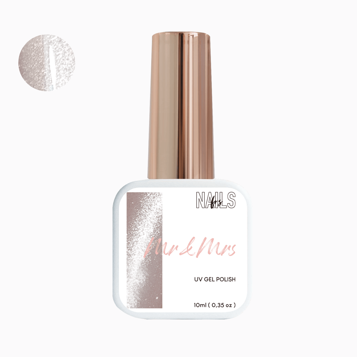 Flacon 10 ml du Gel Polish Mr & Mrs NAILS FRS, rose nude nacré à effet cat eye