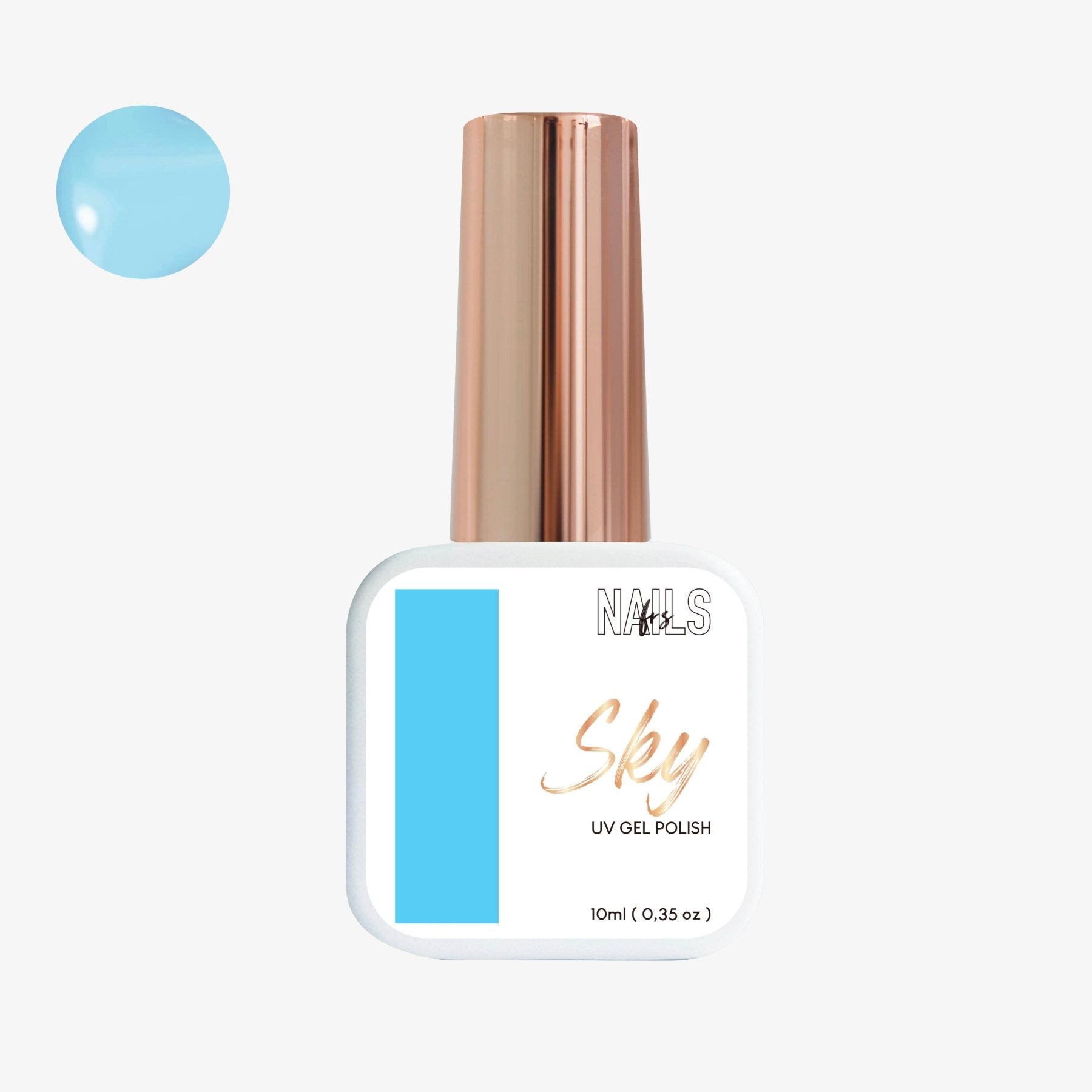 Flacon 10 ml du vernis semi-permanent bleu ciel Gel Polish Sky NAILS FRS