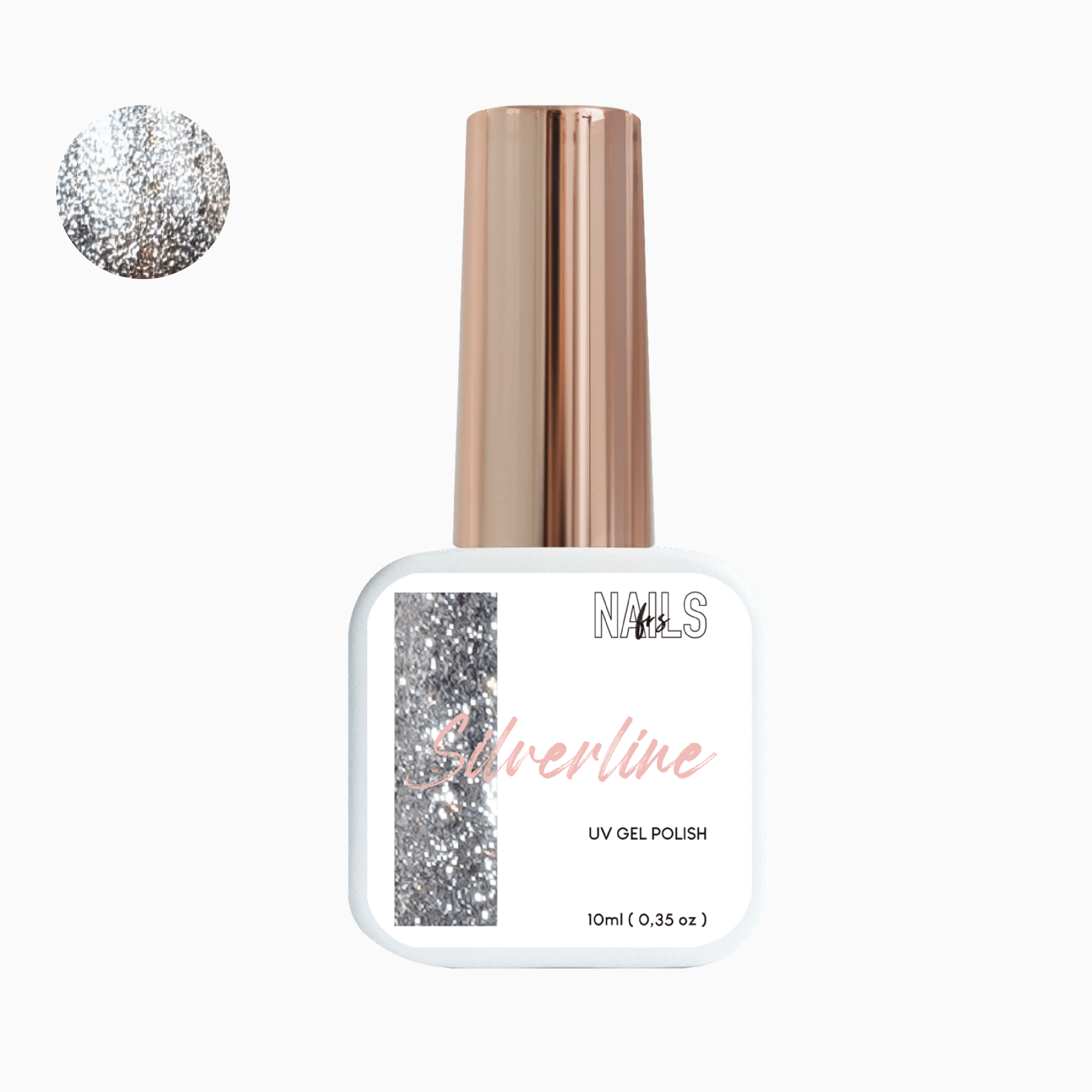 Flacon 10 ml du vernis semi-permanent argent pailleté Gel Polish Silverline NAILS FRS