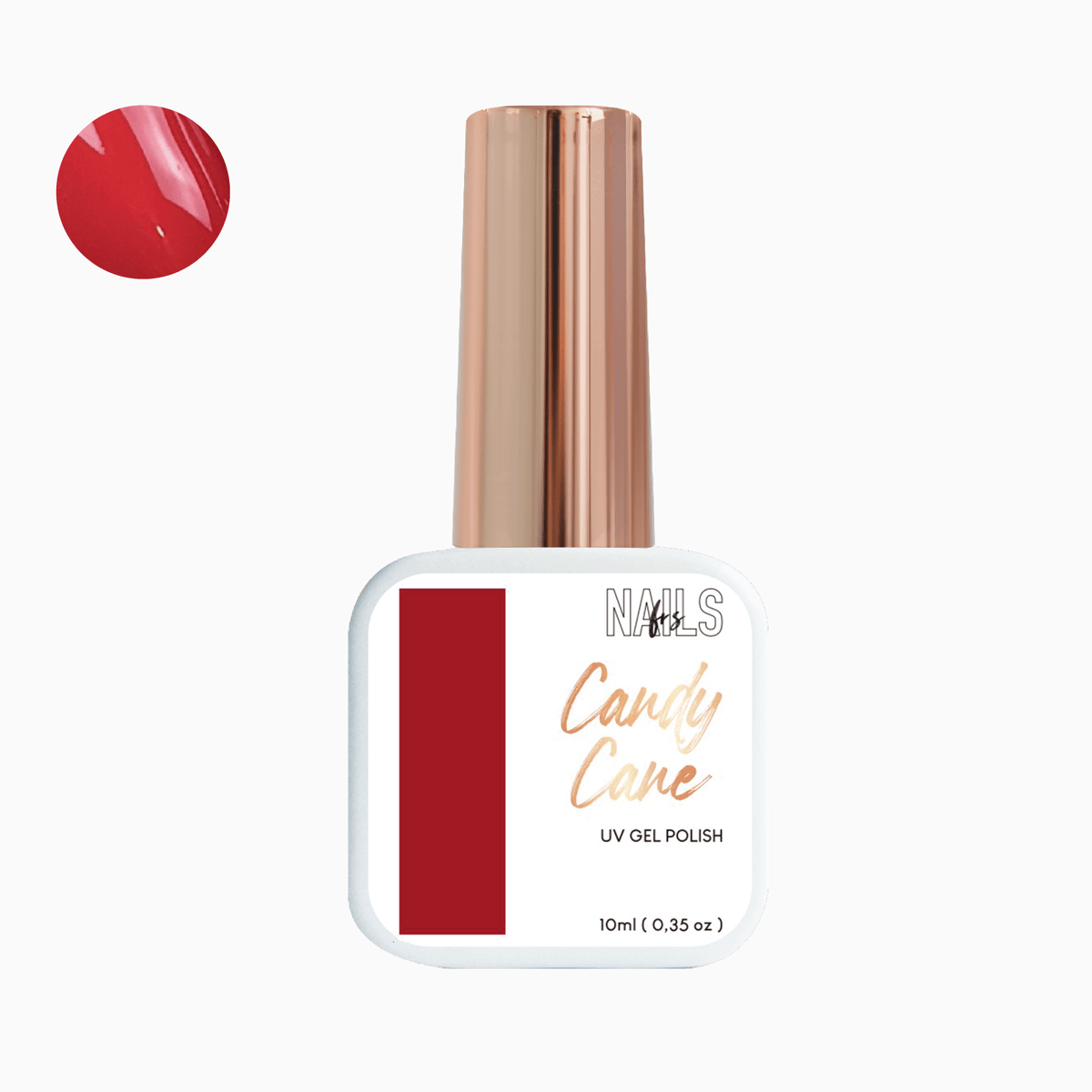 Flacon 10 ml du vernis semi-permanent rouge cerise Gel Polish Candy Cane NAILS FRS