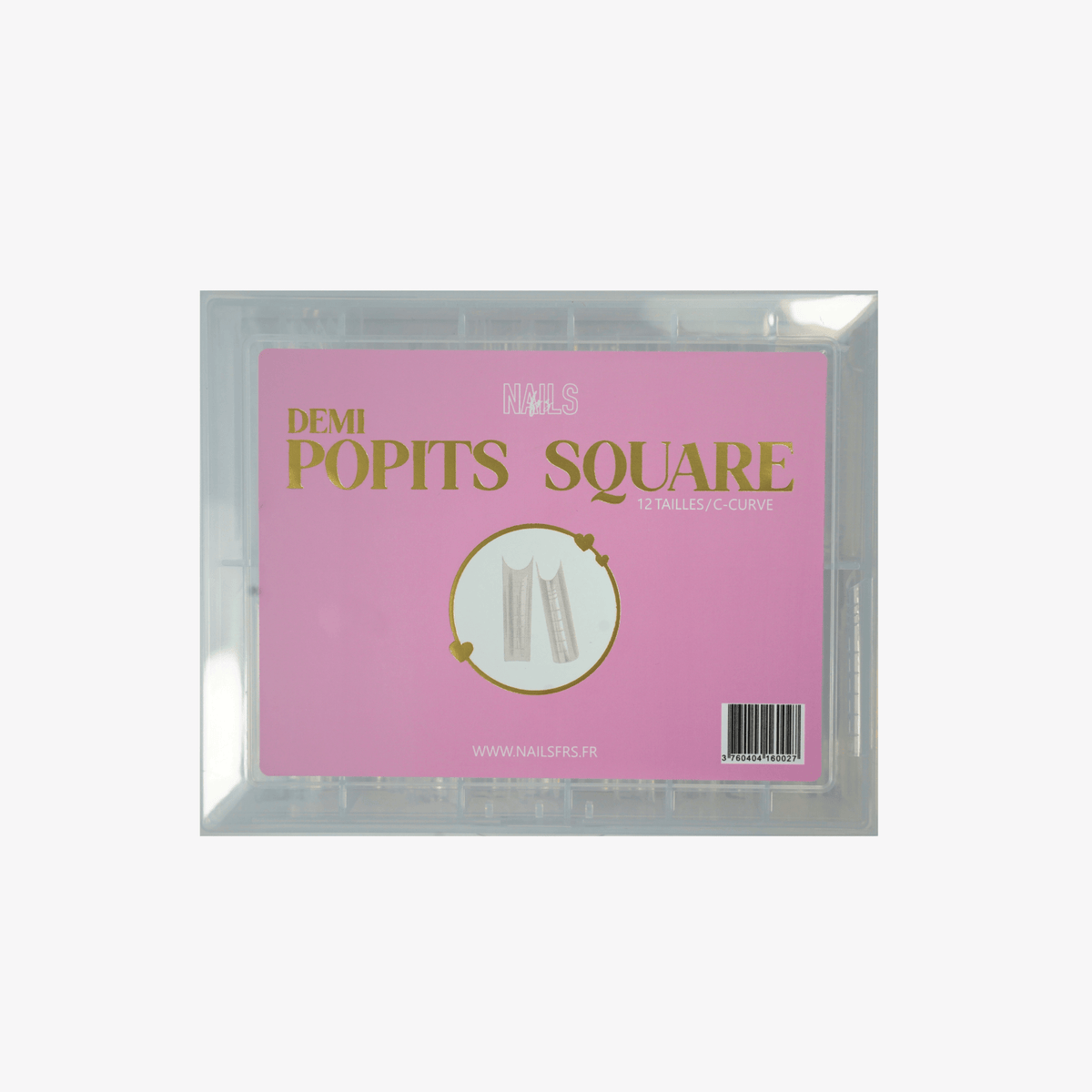Coffret Demi popits square NAILS FRS, boîte 12 tailles et C-curve pour extensions