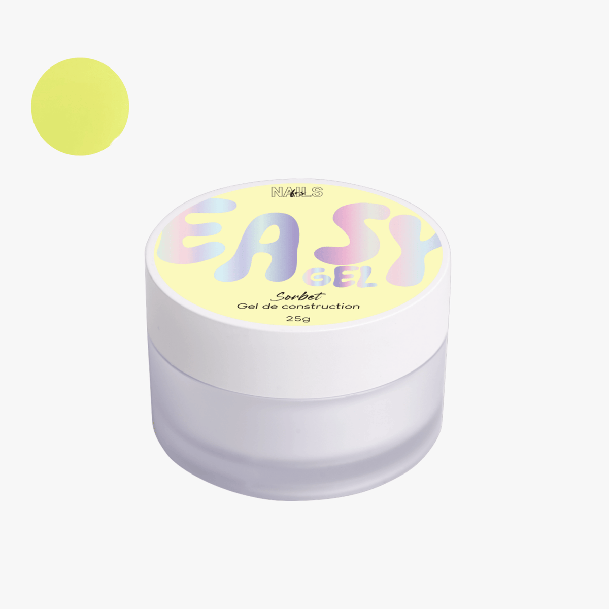 Pot 25 g du gel de construction Easy gel Sorbet NAILS FRS, teinte jaune pastel