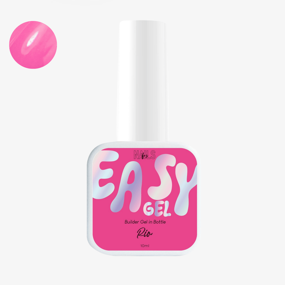 Flacon 10 ml du gel de construction Easy gel Rio NAILS FRS, builder gel en bouteille rose fuchsia