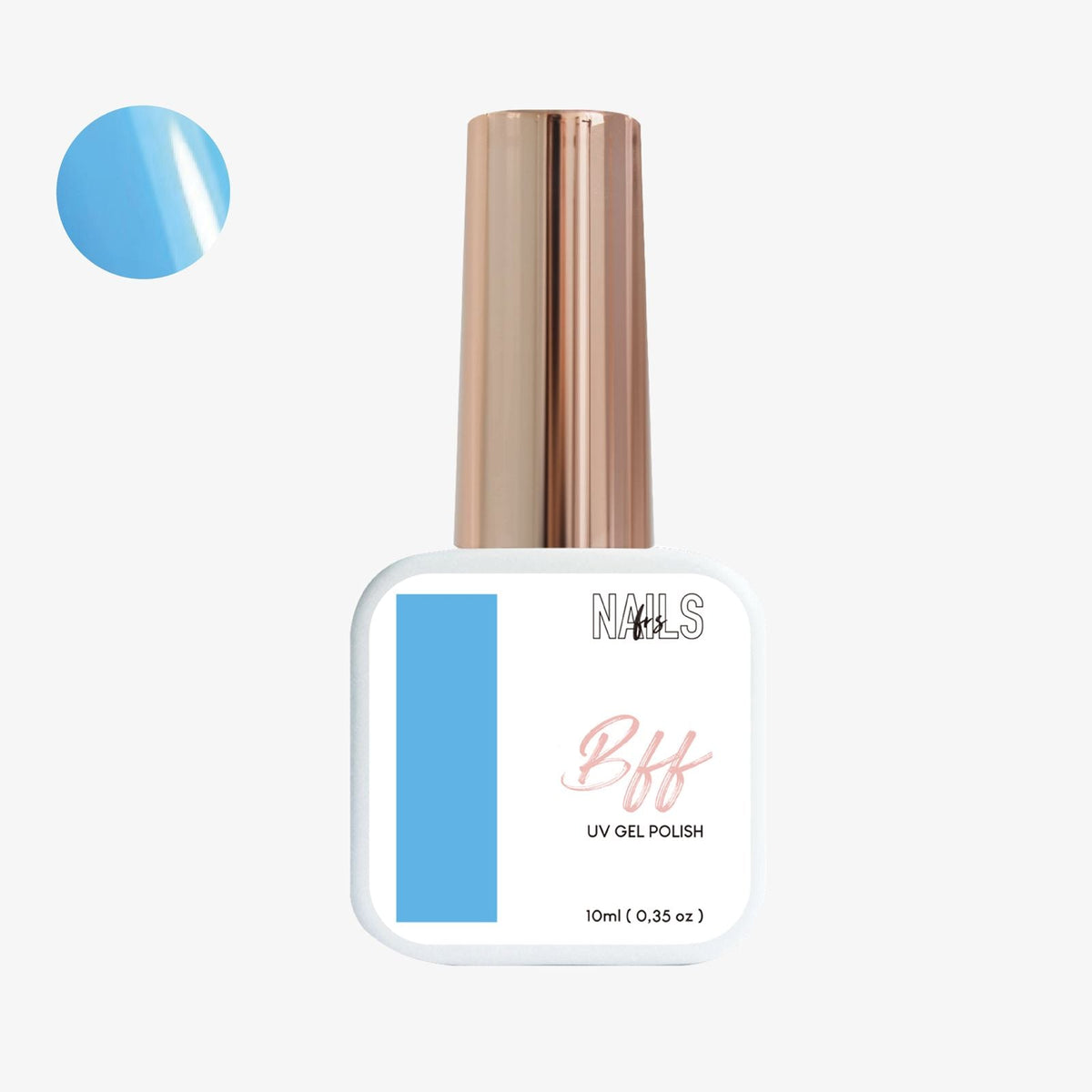 Flacon 10 ml du vernis semi-permanent bleu azur Gel Polish Bff NAILS FRS
