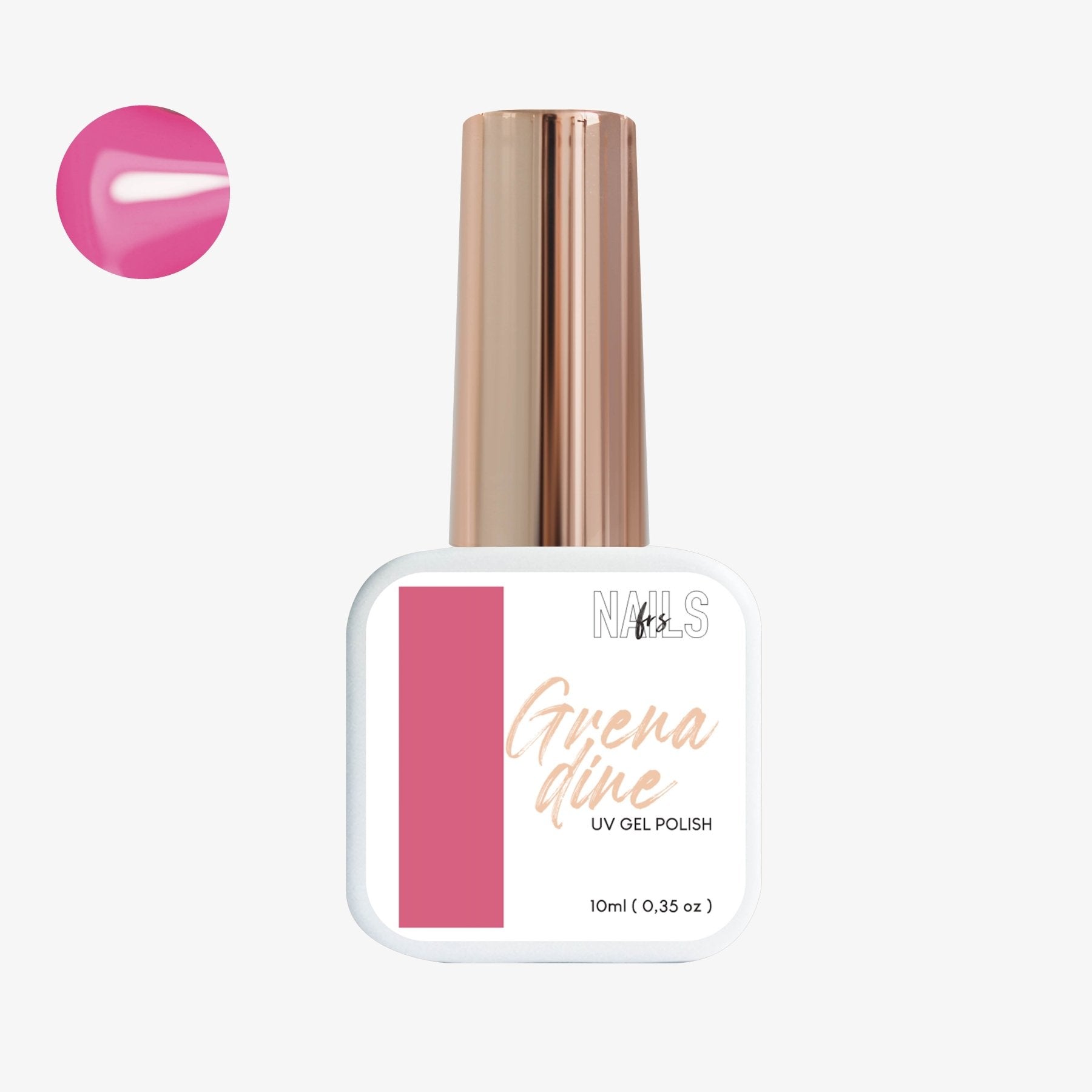 Flacon 10 ml du vernis semi-permanent rose fuchsia Gel Polish Grenadine NAILS FRS