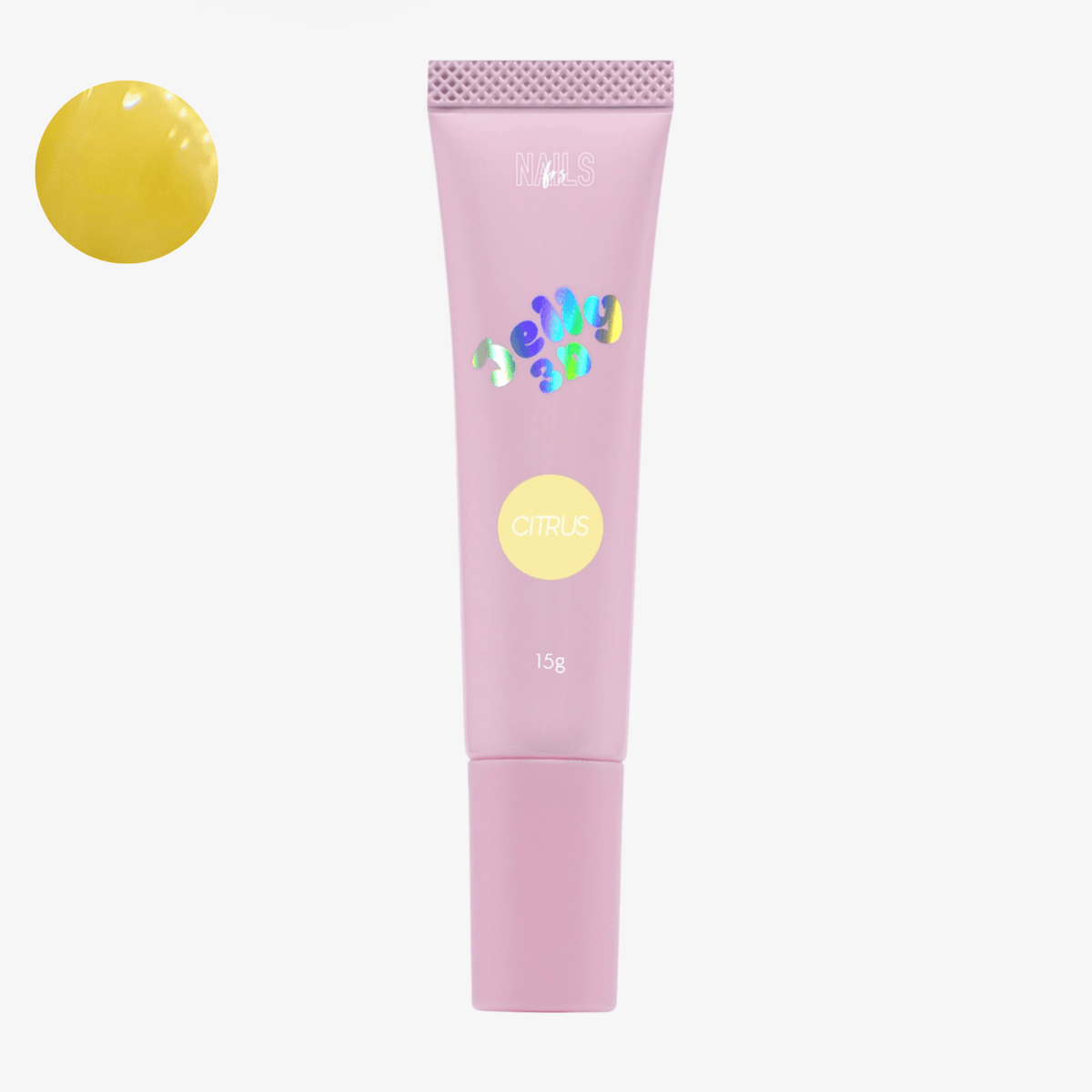 Tube Jelly 3D Citrus NAILS FRS 15 g, gel de modelage jaune citron et sa pastille de teinte
