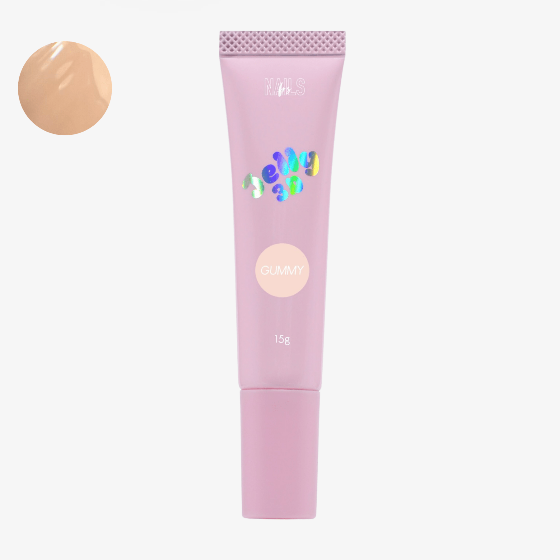 Tube Jelly 3D Gummy NAILS FRS 15 g, gel de modelage beige nude et sa pastille de teinte
