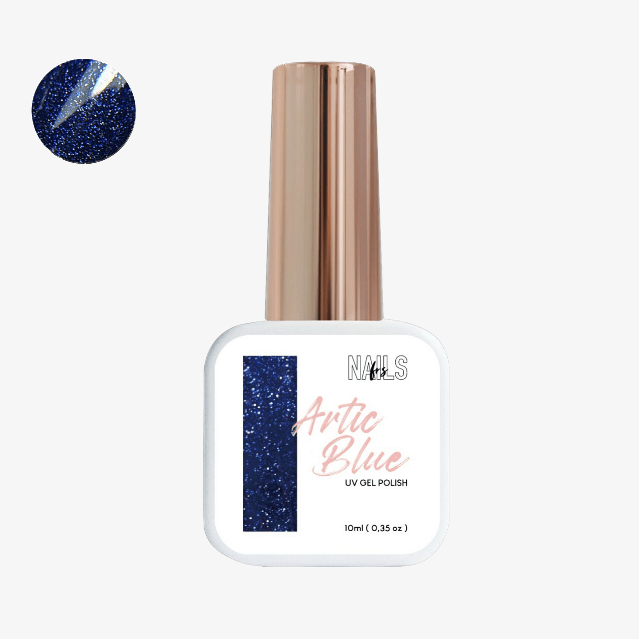 Flacon 10 ml du vernis semi-permanent bleu marine pailleté Gel Polish Artic Blue NAILS FRS