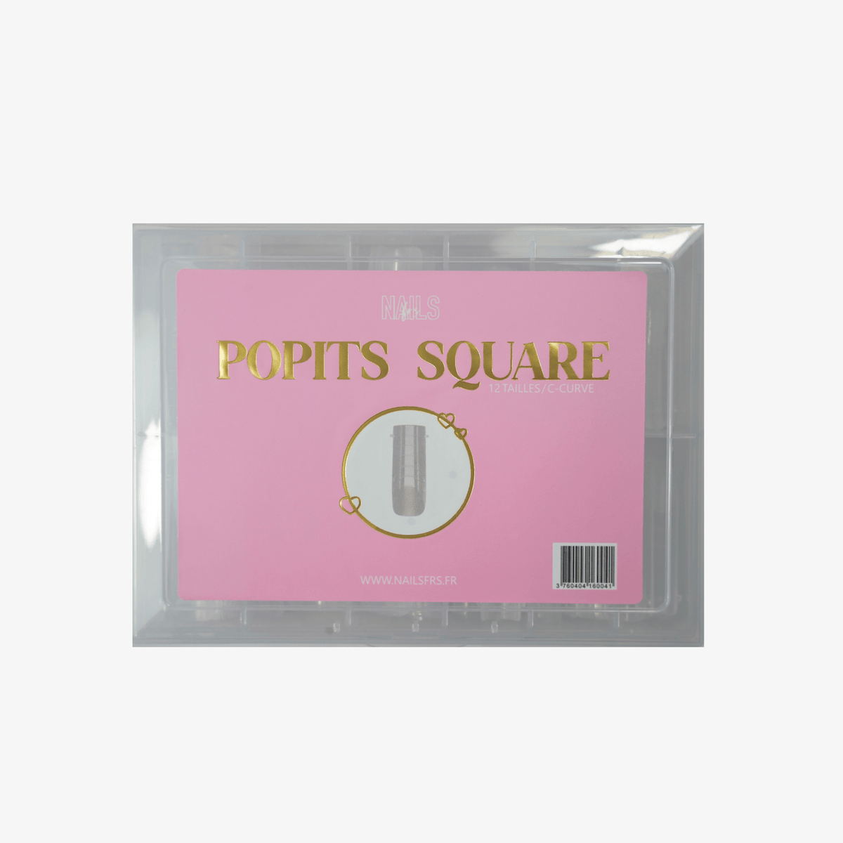 Coffret Popits square NAILS FRS, 12 tailles et C-curve en boîte transparente