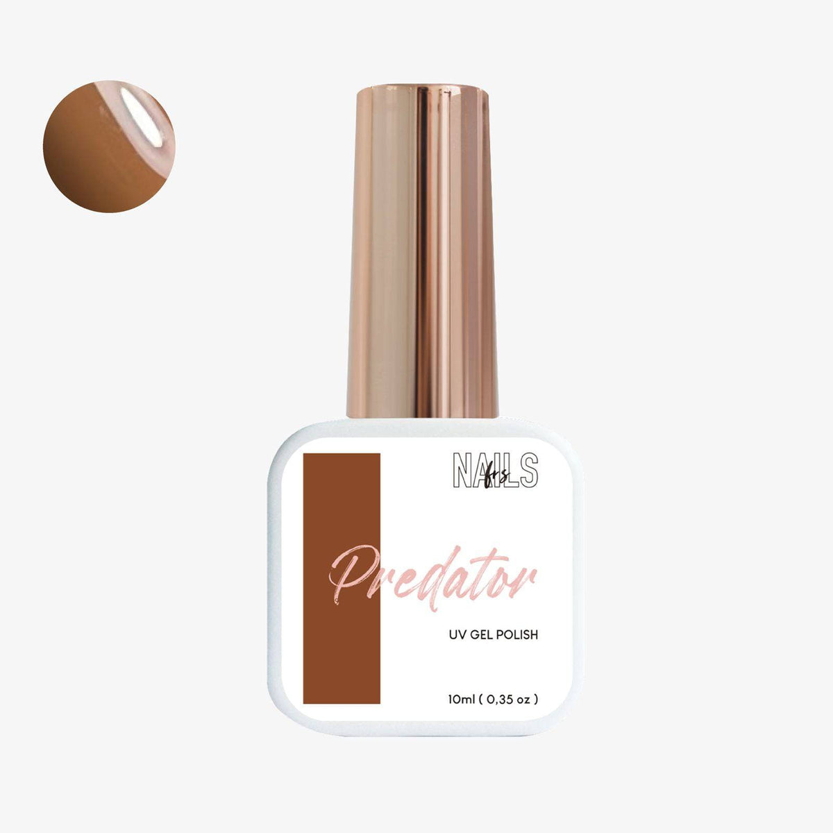 Flacon 10 ml du vernis semi-permanent brun caramel Gel Polish Predator NAILS FRS