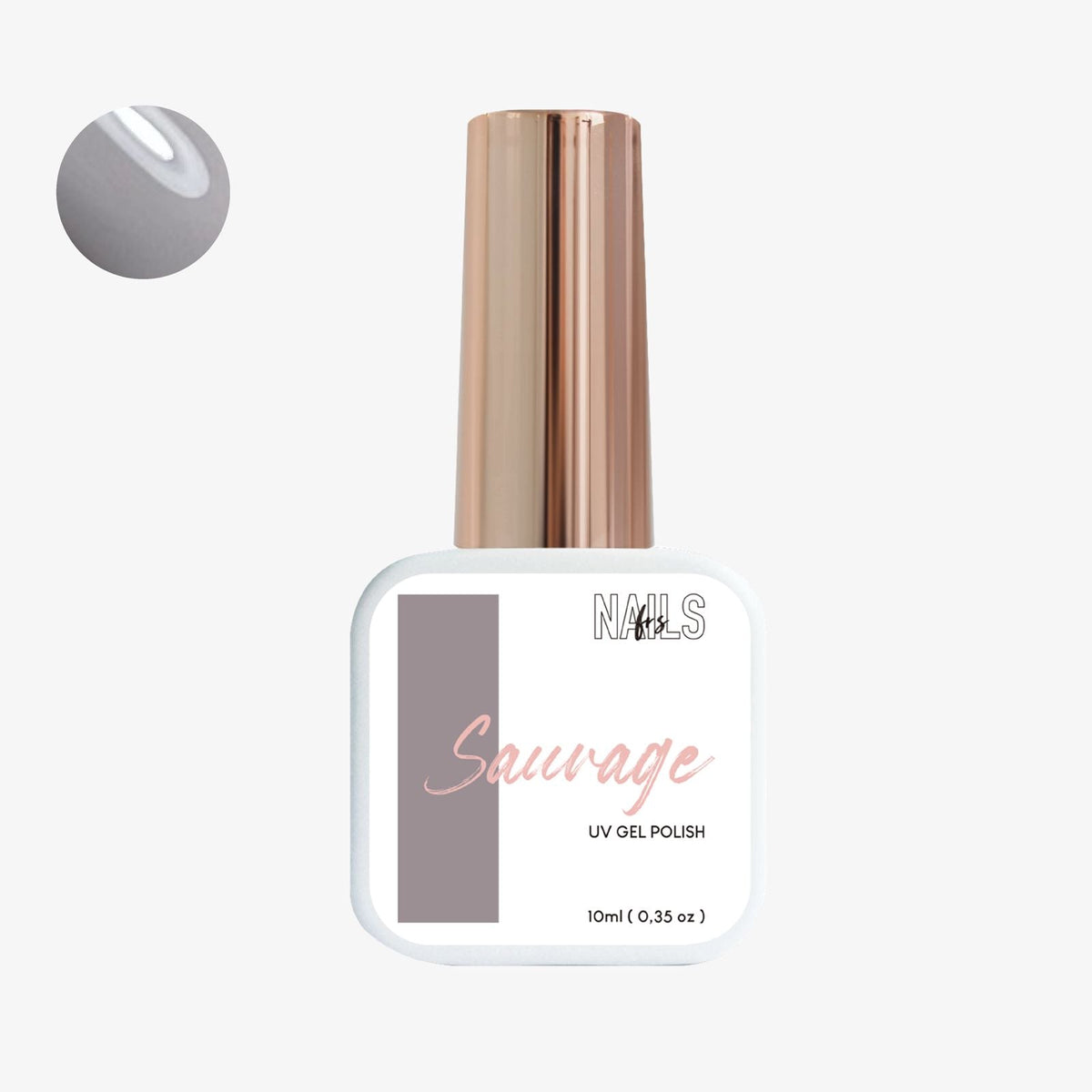 Flacon 10 ml du vernis semi-permanent gris taupe Gel Polish Sauvage NAILS FRS