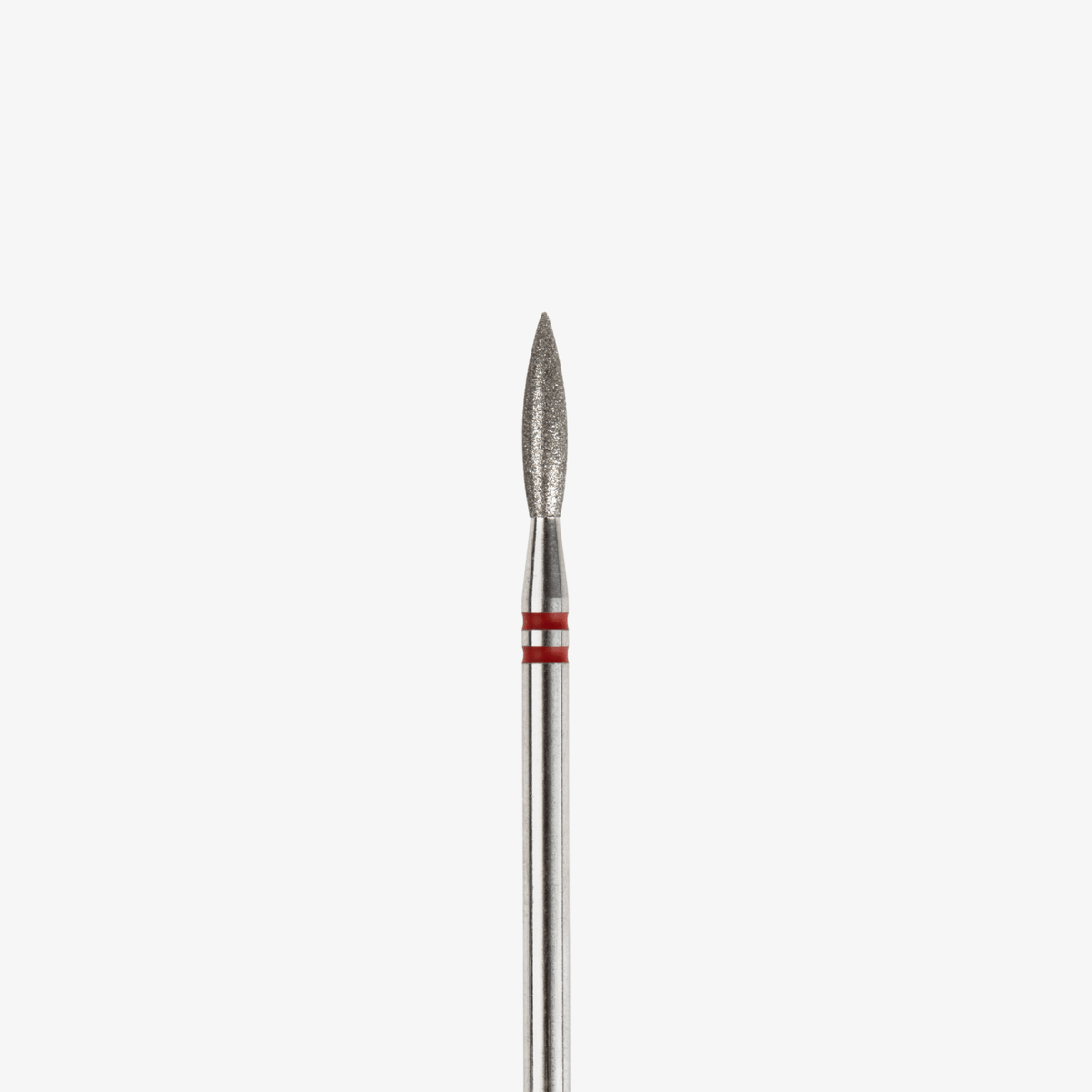 Embout Long Flamme grain rouge : tête diamantée en flamme allongée et double anneau rouge
