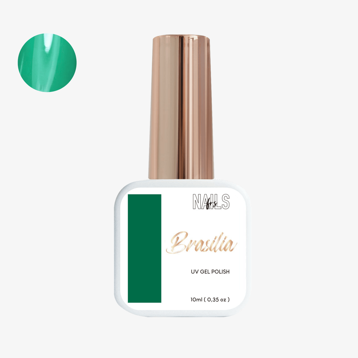 Flacon 10 ml du vernis semi-permanent vert émeraude Gel Polish Brasilia NAILS FRS