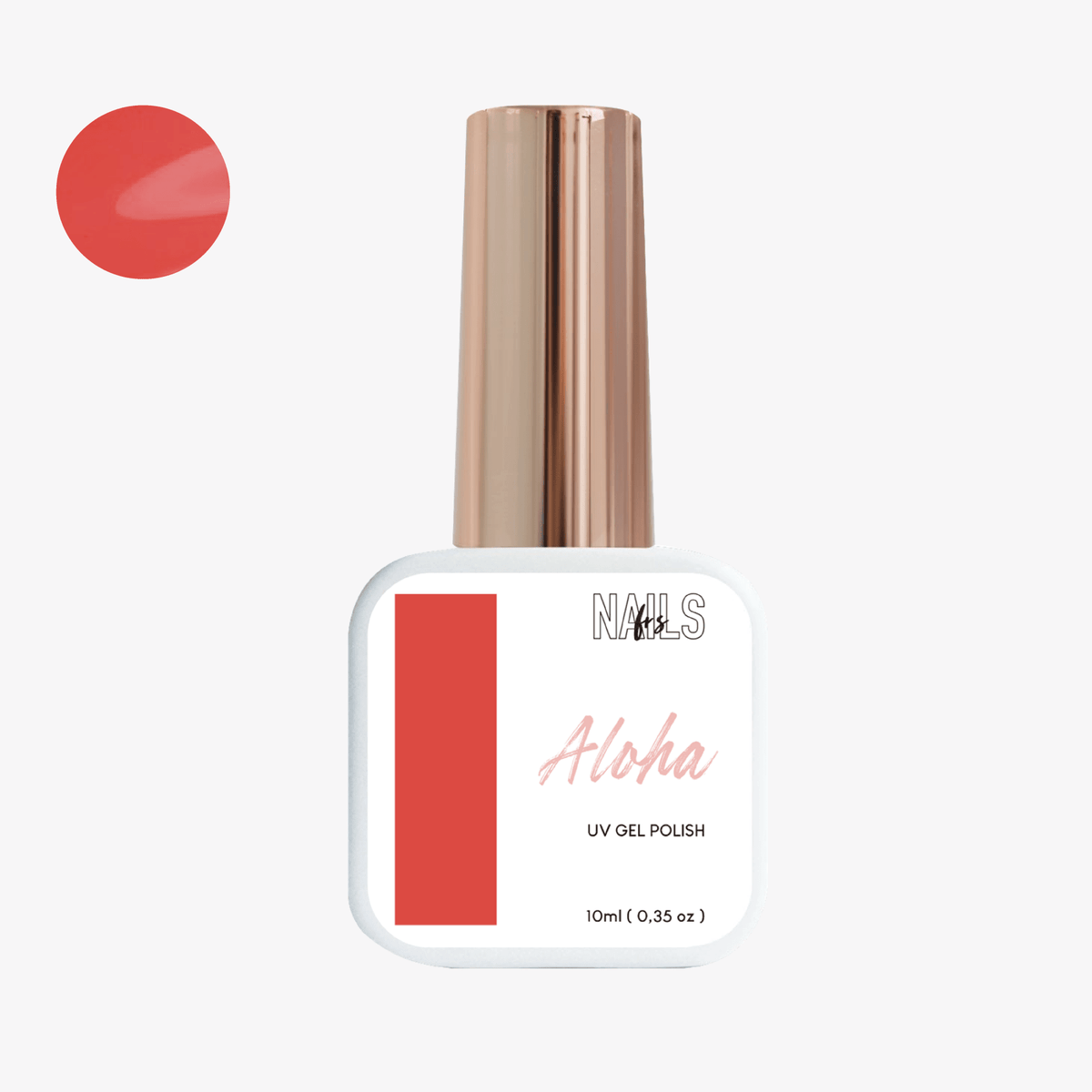 Flacon 10 ml du vernis semi-permanent corail vif Gel Polish Aloha NAILS FRS