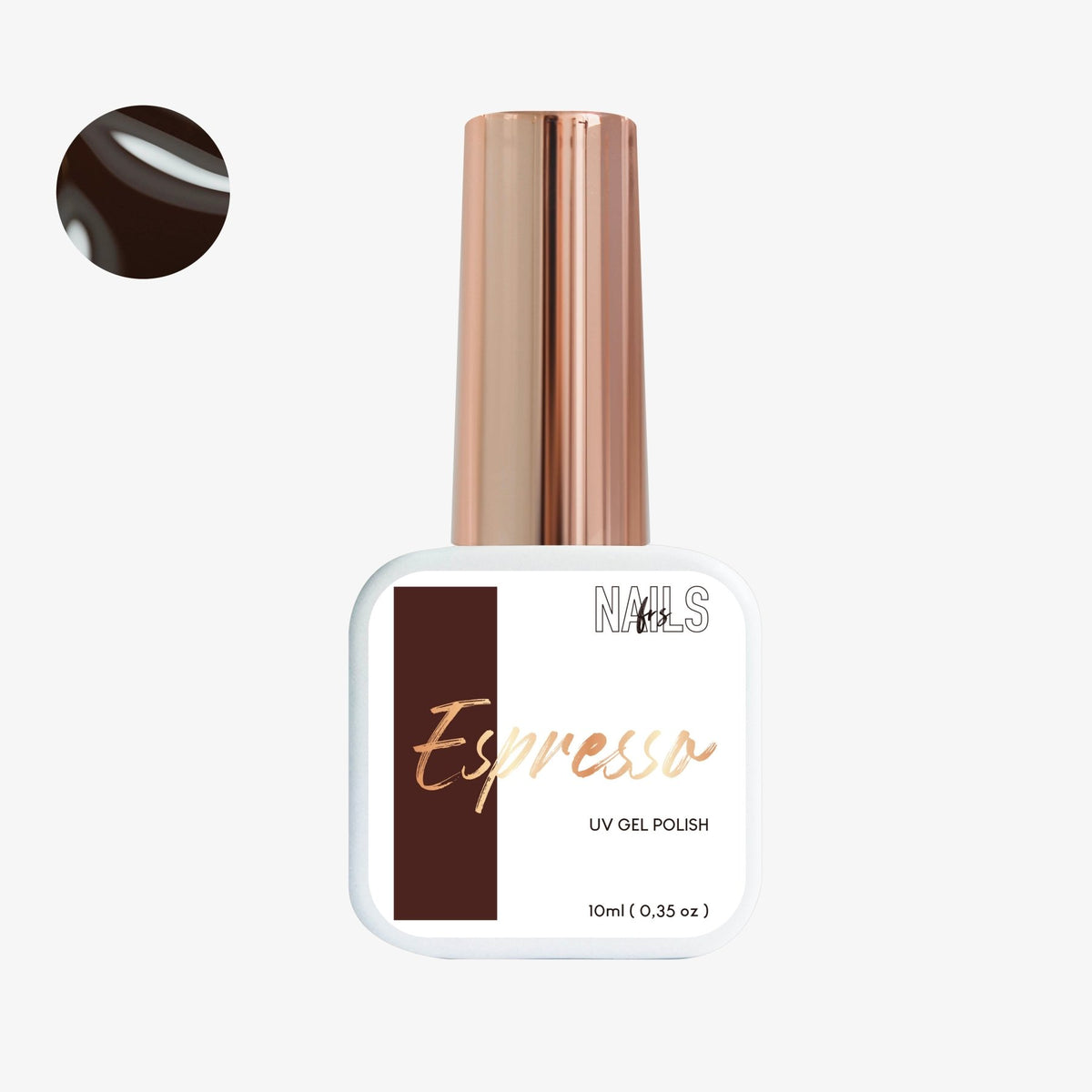 Flacon 10 ml du vernis semi-permanent chocolat noir Gel Polish Espresso NAILS FRS