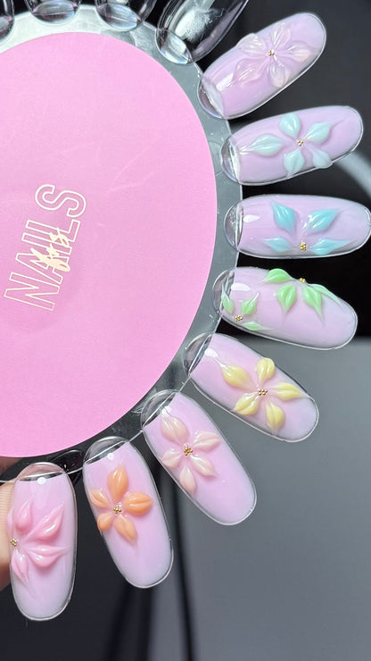 Fleurs en relief pastel sculptées au gel Jelly 3D NAILS FRS — nuancier de toutes les teintes