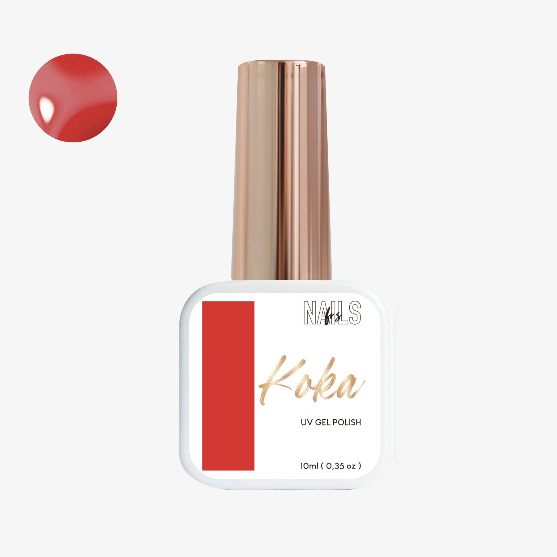 Flacon 10 ml du vernis semi-permanent rouge corail Gel Polish Koka NAILS FRS