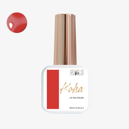 Flacon 10 ml du vernis semi-permanent rouge corail Gel Polish Koka NAILS FRS