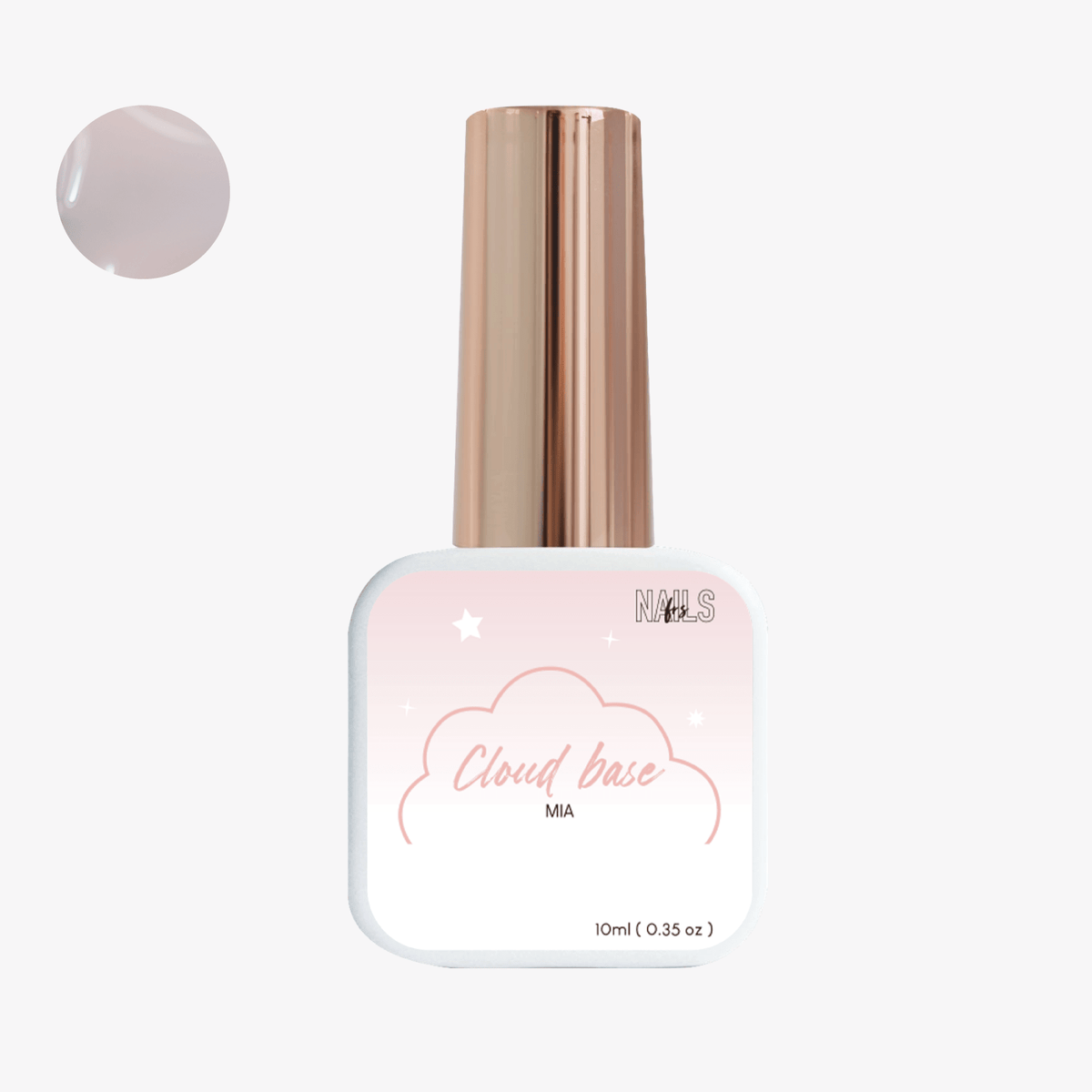 Flacon 10 ml de la Cloud base Mia NAILS FRS, base souple nude rosé et pastille de teinte