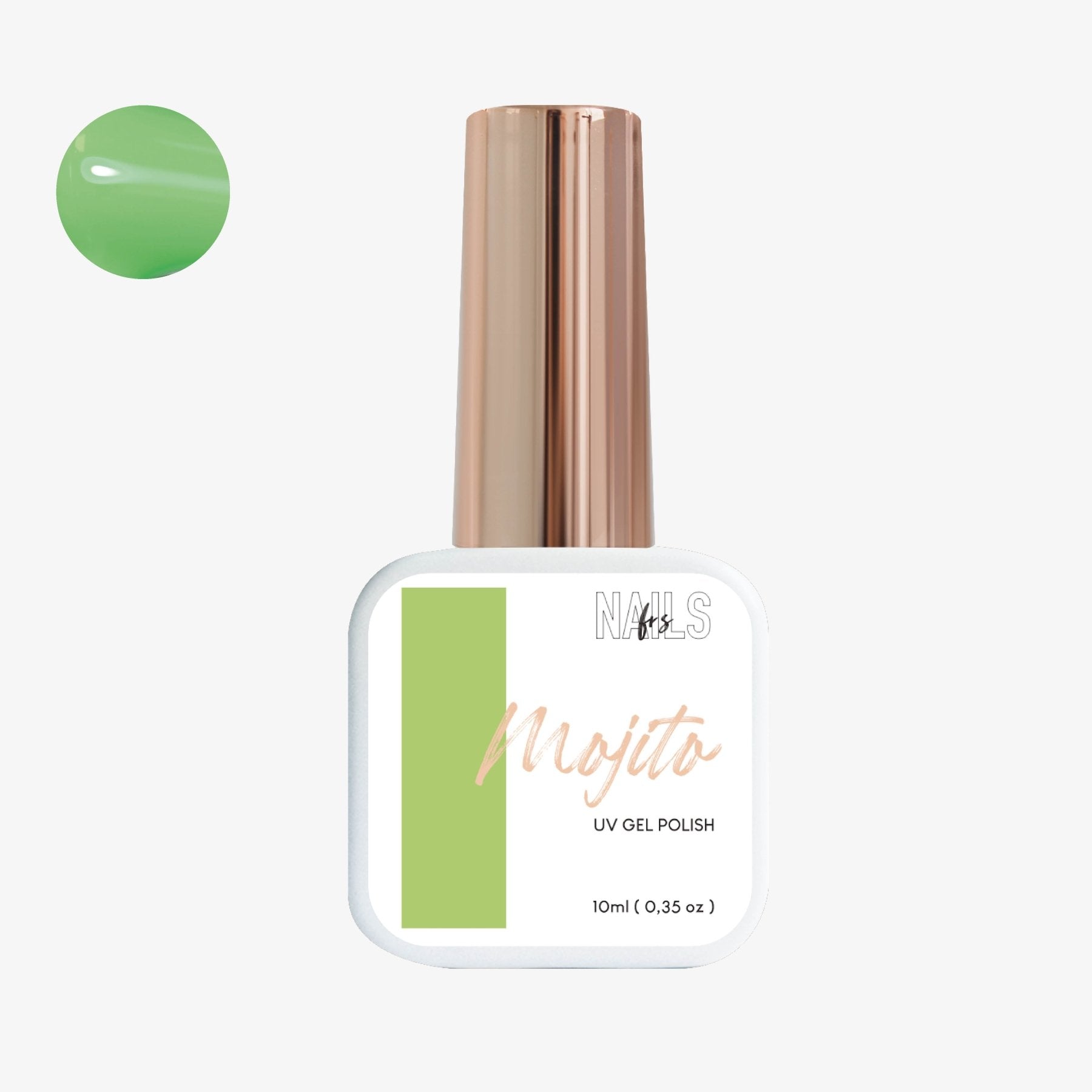 Flacon 10 ml du vernis semi-permanent vert anis vif Gel Polish Mojito NAILS FRS