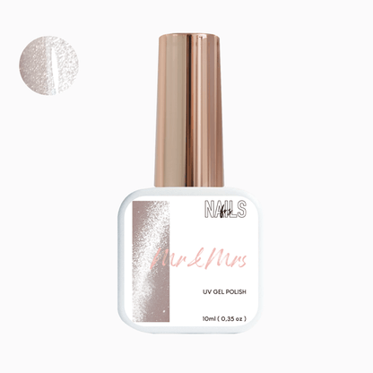 Flacon 10 ml du Gel Polish Mr & Mrs NAILS FRS, rose nude nacré à effet cat eye