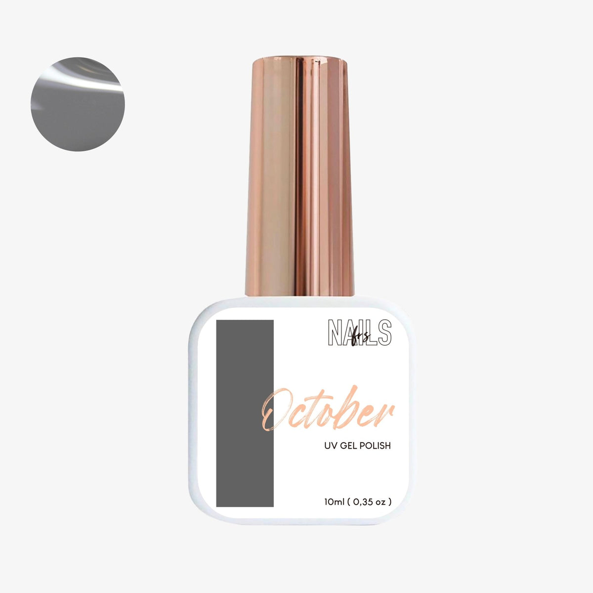 Flacon 10 ml du vernis semi-permanent gris moyen Gel Polish October NAILS FRS