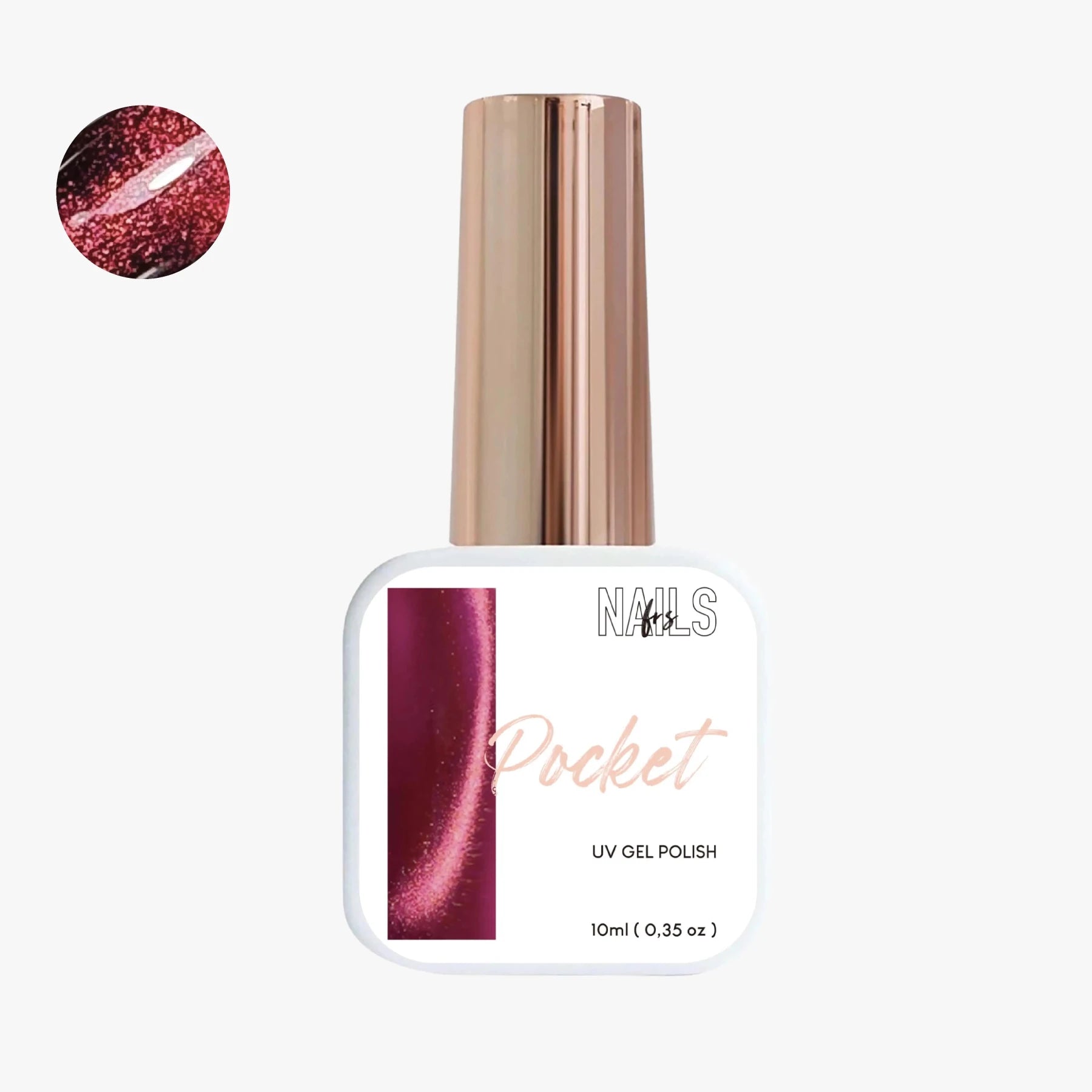 Flacon 10 ml du vernis semi-permanent cat eye rouge framboise Gel Polish Pocket NAILS FRS