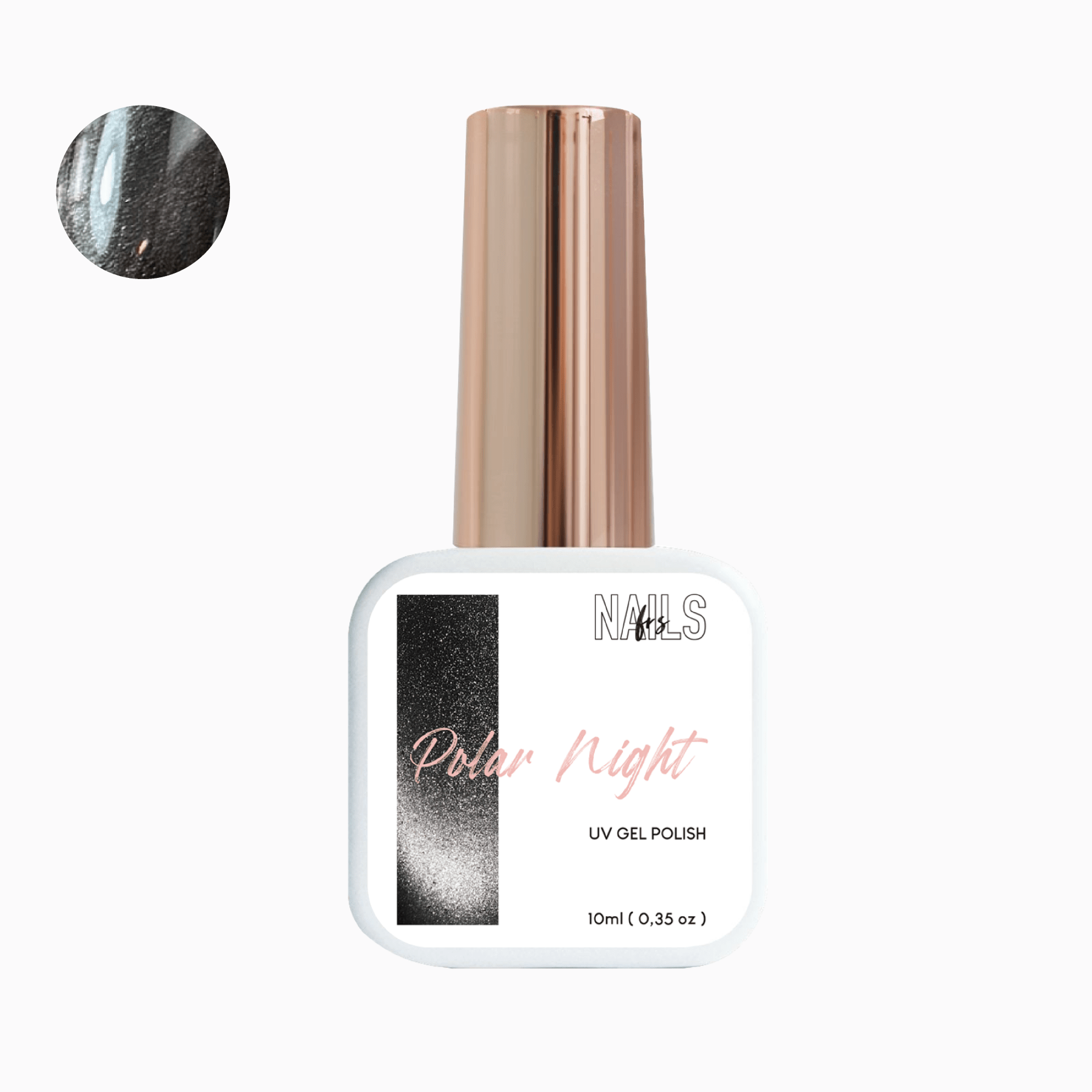 Flacon 10 ml du vernis semi-permanent cat eye noir Gel Polish Polar Night NAILS FRS