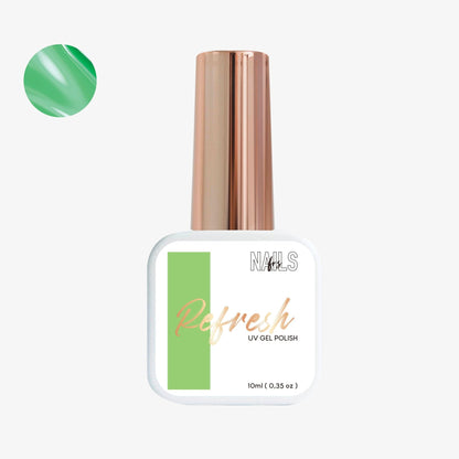 Flacon 10 ml du vernis semi-permanent vert anis clair Gel Polish Refresh NAILS FRS