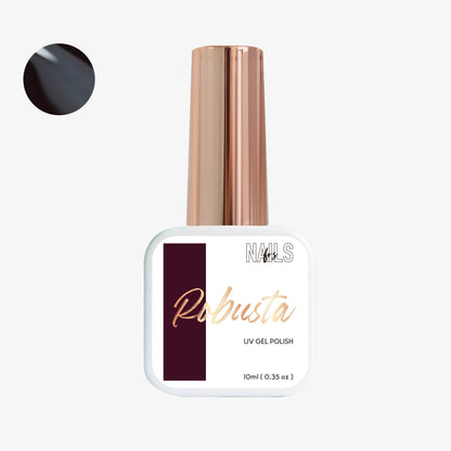 Flacon 10 ml du vernis semi-permanent prune bordeaux Gel Polish Robusta NAILS FRS