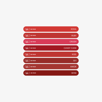 Stickers Nuancier Vernis Semi - Permanent - Présentoir Gel Polish NAILS FRS (2026) Rouges clairs - NAILS FRS