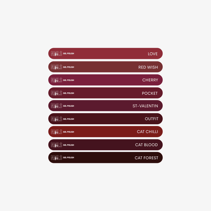 Stickers Nuancier Vernis Semi - Permanent - Présentoir Gel Polish NAILS FRS (2026) Rouges foncés - NAILS FRS