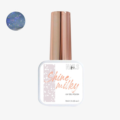 Flacon 10 ml du vernis semi-permanent laiteux à flocons holographiques Gel Polish Shine Milky NAILS FRS
