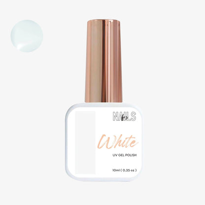 Flacon 10 ml du vernis semi-permanent blanc pur Gel Polish White NAILS FRS