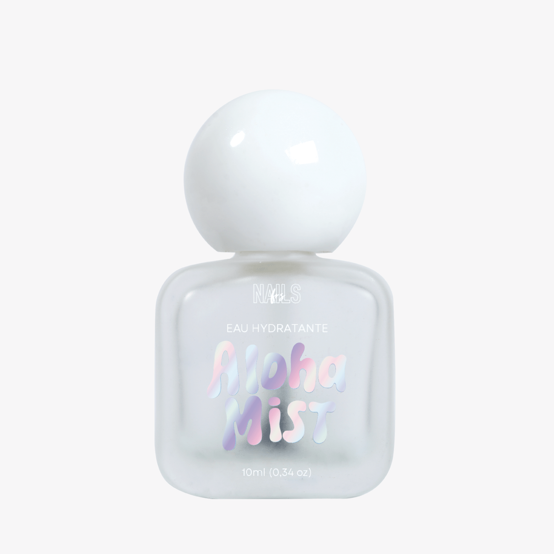 Flacon 10 ml de l'Eau hydratante cuticules Aloha Mist NAILS FRS, bouchon bille blanc