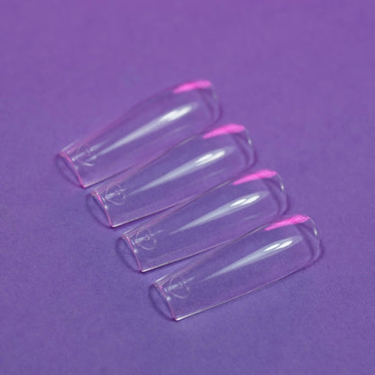 Capsules américaines carré long transparentes posées à plat