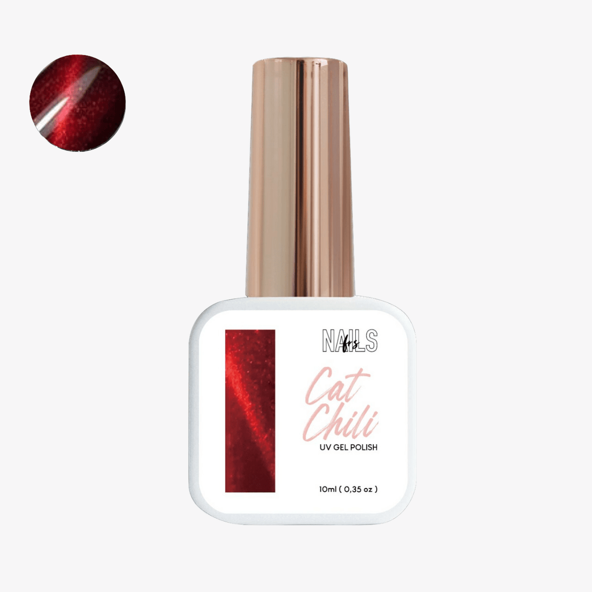 Flacon 10 ml du vernis semi-permanent cat eye rouge vif Gel Polish Cat Chili NAILS FRS