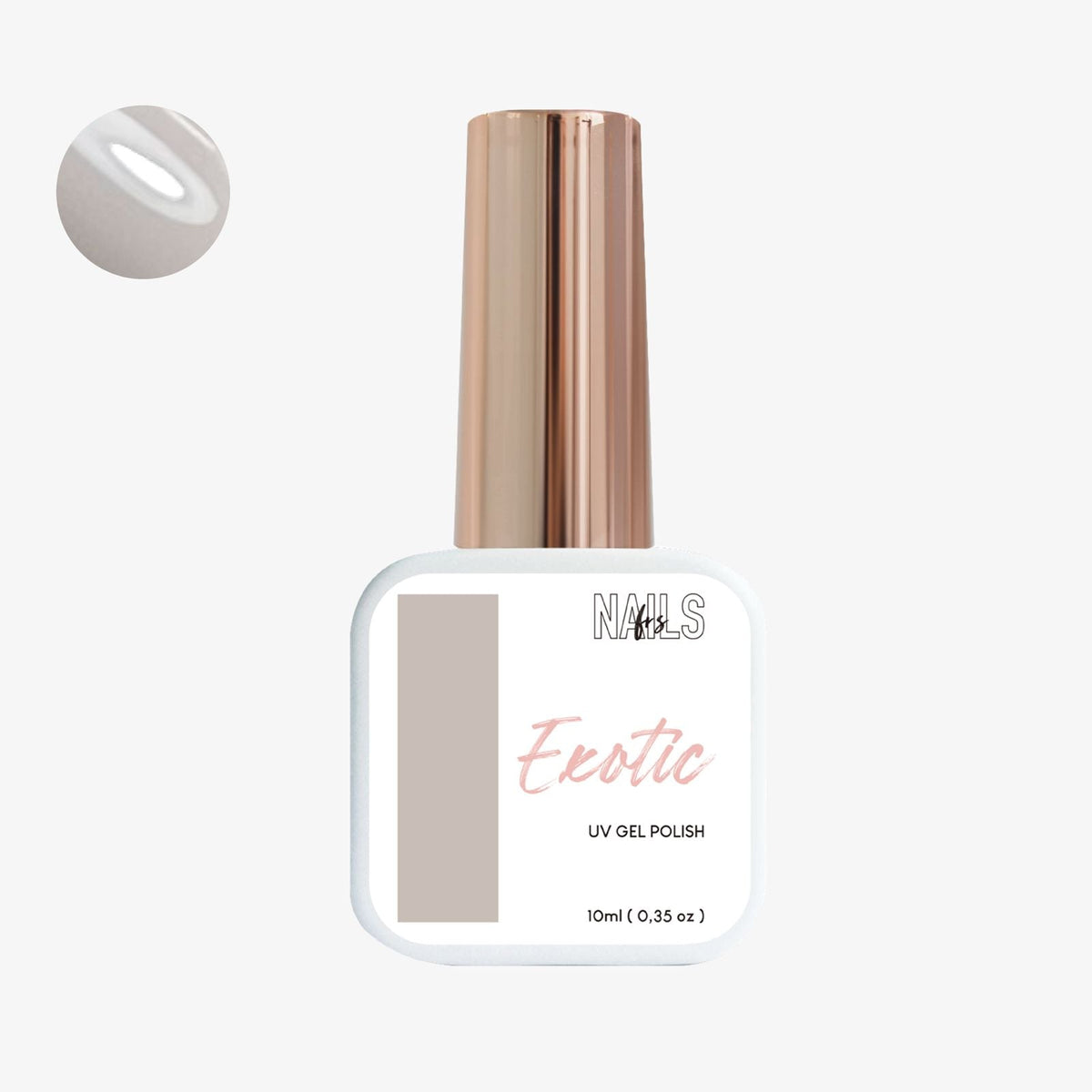 Flacon 10 ml du vernis semi-permanent gris taupe clair Gel Polish Exotic NAILS FRS
