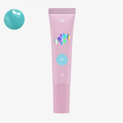 Tube Jelly 3D Icy NAILS FRS 15 g, gel de modelage turquoise vif et son nuancier de teinte