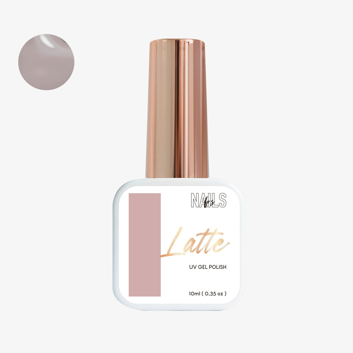 Flacon 10 ml du vernis semi-permanent rose taupe Gel Polish Latte NAILS FRS