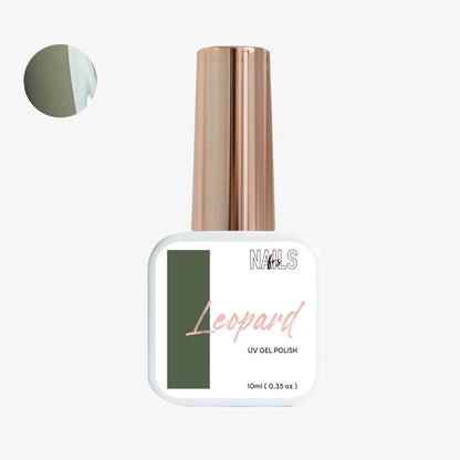 Flacon 10 ml du vernis semi-permanent vert kaki foncé Gel Polish Leopard NAILS FRS